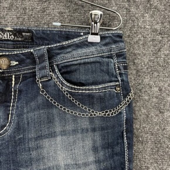 Cello Low Rise Boot Cut Jeans Embroidered Embellished Juniors 9 Y2K Distressed - Picture 9 of 16